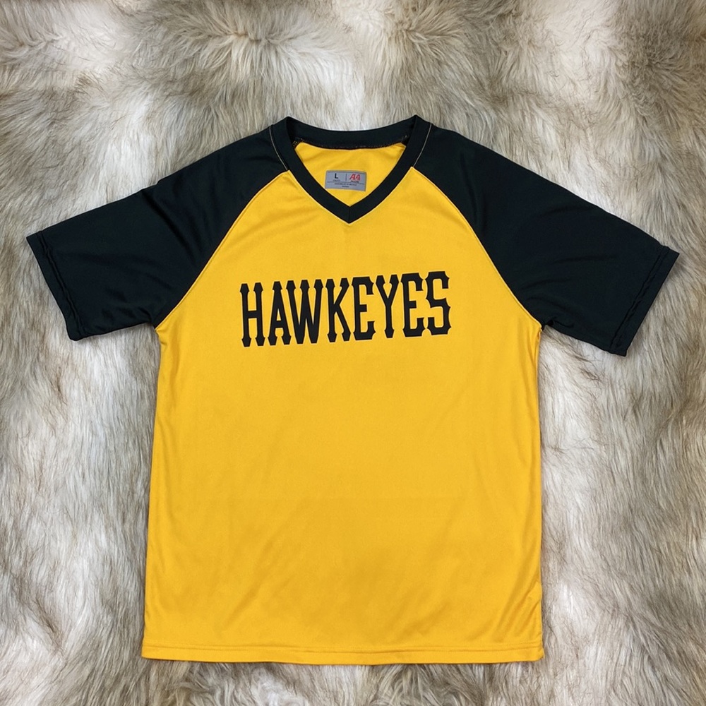 Iowa Hawkeyes #24 Black Gold V-Neck Shirt Youth Large